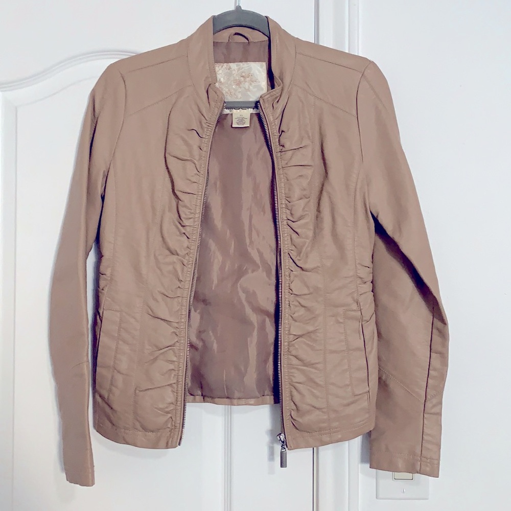 Arden B Taupe/Tan Faux Leather Jacket